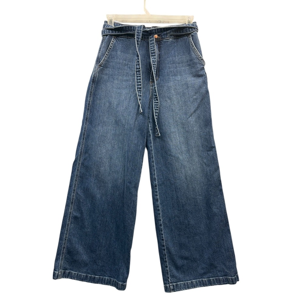 Silver Jeans Co High Rise Ultra Wide Leg Jeans Belted Dark Wash Denim 29-31